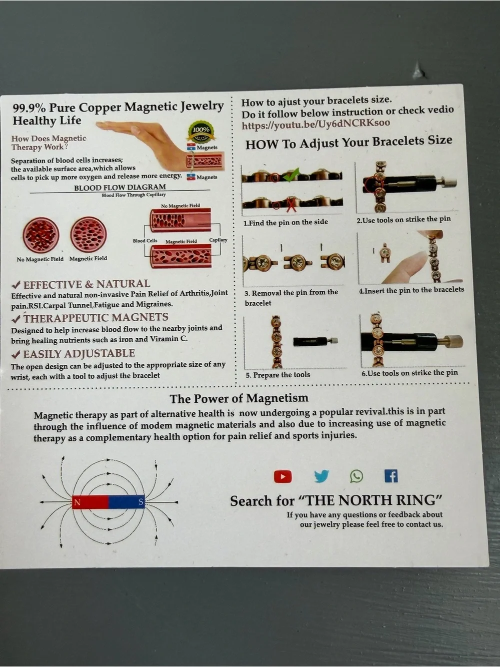 The North Ring Copper Magnetic Link Bracelet